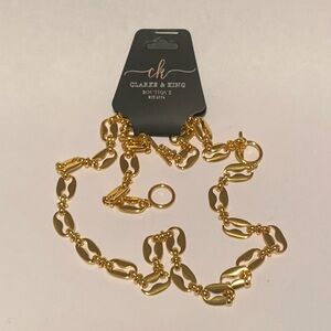 New 2pc. 24K Gold Plated Trendy Punk Chain Necklace and Bracelet set.